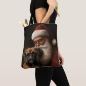 Boxer Met Kerstman Festieve Kerstmis Tote Bag (Dichtbij)