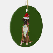 Boxer met kerstscafts Santa Hat Gift Keramisch Ornament (Rechts)