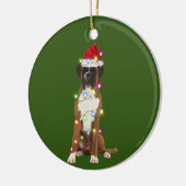 Boxer met kerstscafts Santa Hat Gift Keramisch Ornament (Links)