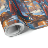 Boxer met Kerstverlichting Vakantie Cadeaupapier (Rol Hoek)
