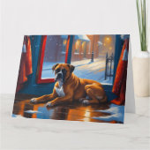 Boxer met kerstverlichting Vakantie Kaart (Voorkant)