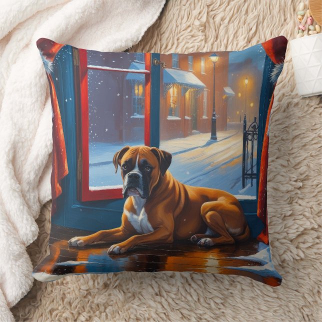 Boxer met kerstverlichting Vakantie Kussen (Deken)