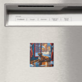 Boxer met Kerstverlichting Vakantie Magneet (Insitu (Vaatwasser))