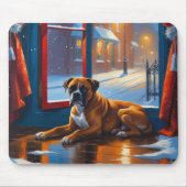 Boxer met Kerstverlichting Vakantie Muismat (Voorkant)