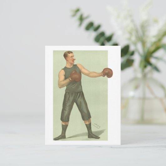  Boxer met Long Green Trunks Briefkaart (Staand voorkant)