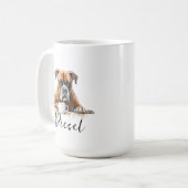 Boxer met mok koffiehond met attitude waterverf (Voorkant links)