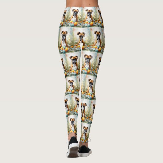 Boxer met Pasen Eieren Vakantie Leggings (Achterkant)