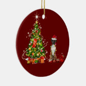Boxer met Pet kerst Keramisch Ornament (Rechts)