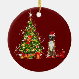 Boxer met Pet kerst Keramisch Ornament