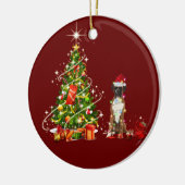 Boxer met Pet kerst Keramisch Ornament (Links)