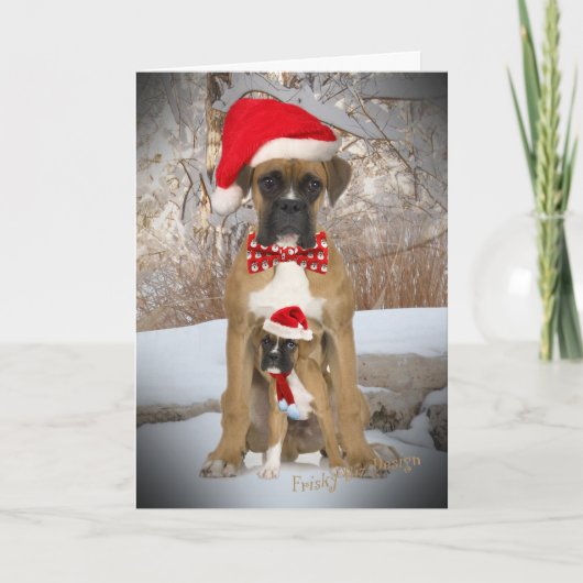 Boxer met Puppy Kerst Kaart (Voorkant)
