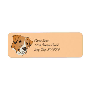 Boxer Mix Graphic Dog Portret Etiket