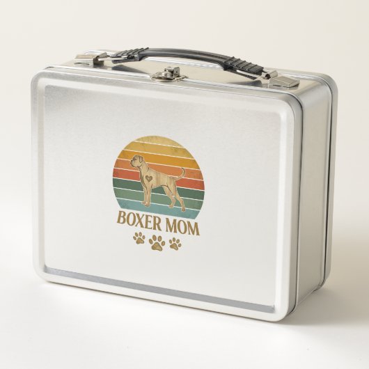 Boxer Moeder Hond Retro Zonsondergang Pootafdrukke (Voorkant)