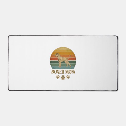 Boxer Moeder Hond Retro Zonsondergang Pootafdrukke Bureaumat (Voorkant)