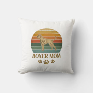 Boxer Moeder Hond Retro Zonsondergang Pootafdrukke Kussen