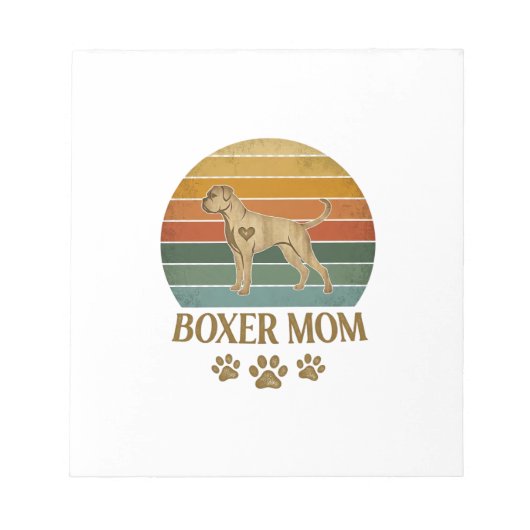 Boxer Moeder Hond Retro Zonsondergang Pootafdrukke Notitieblok (Voorkant)