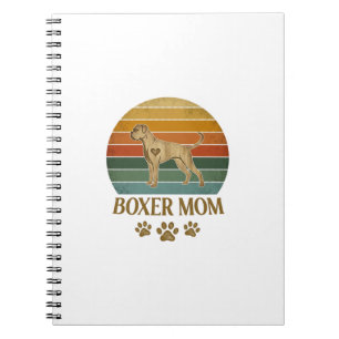 Boxer Moeder Hond Retro Zonsondergang Pootafdrukke Notitieboek