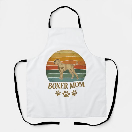 Boxer Moeder Hond Retro Zonsondergang Pootafdrukke Schort (Voorkant)