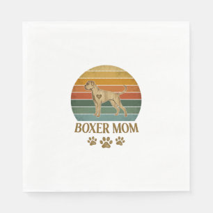 Boxer Moeder Hond Retro Zonsondergang Pootafdrukke Servet