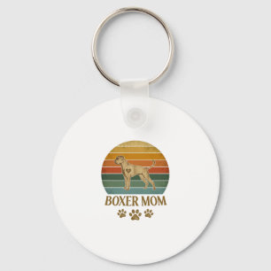 Boxer Moeder Hond Retro Zonsondergang Pootafdrukke Sleutelhanger