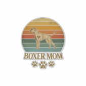 Boxer Moeder Hond Retro Zonsondergang Pootafdrukke Sticker (Voorkant)