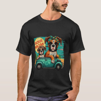 Boxer Moeder met auto voor Boxer Hond Dierenliefhe T-shirt