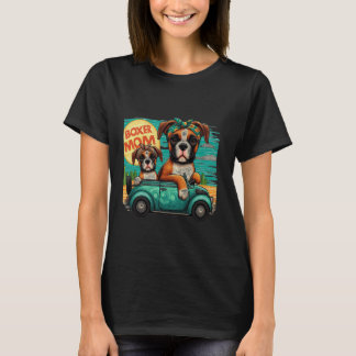 Boxer-moeder met auto voor Boxer-hond huisdierlief T-shirt
