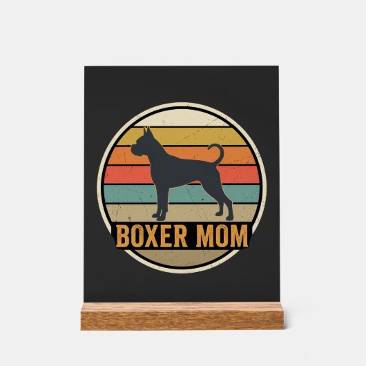 Boxer Moeder Retro Zonsondergang Hond Acryl Bord (Voorkant)