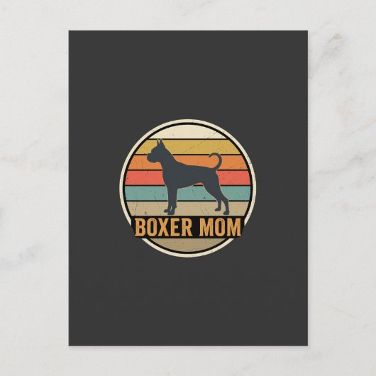 Boxer Moeder Retro Zonsondergang Hond Briefkaart (Voorkant)