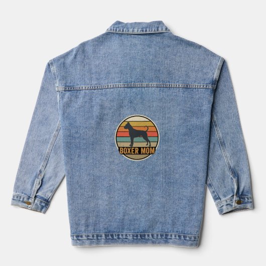 Boxer Moeder Retro Zonsondergang Hond Denim Jacket (Achterkant)