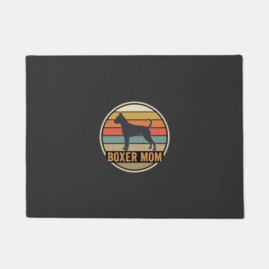 Boxer Moeder Retro Zonsondergang Hond Deurmat (Voorkant)
