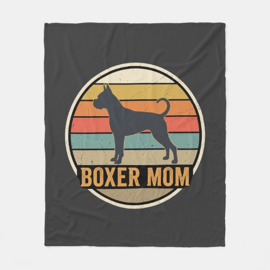 Boxer Moeder Retro Zonsondergang Hond Fleece Deken (Voorkant)