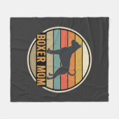 Boxer Moeder Retro Zonsondergang Hond Fleece Deken (Voorkant (Horizontaal))
