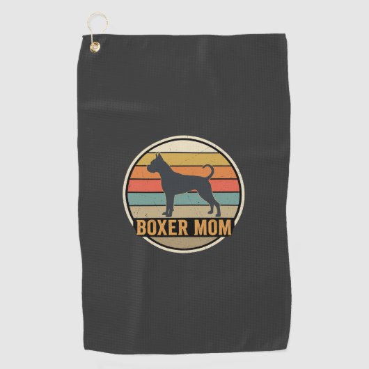 Boxer Moeder Retro Zonsondergang Hond Golfhanddoek (Voorkant)