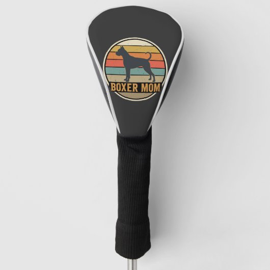 Boxer Moeder Retro Zonsondergang Hond Golfheadcover (Voorkant)