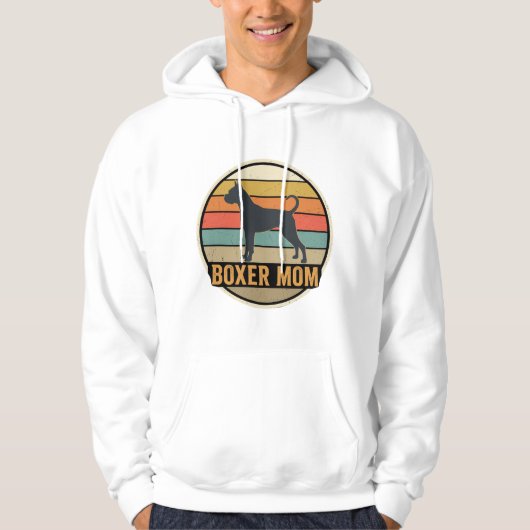 Boxer Moeder Retro Zonsondergang Hond Hoodie (Voorkant)