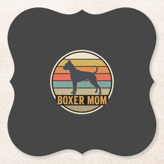 Boxer Moeder Retro Zonsondergang Hond Kartonnen Onderzetters (Voorkant)