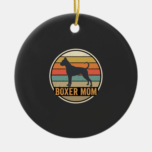 Boxer Moeder Retro Zonsondergang Hond Keramisch Ornament (Voorkant)