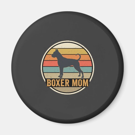 Boxer Moeder Retro Zonsondergang Hond Magneet (Voorkant)