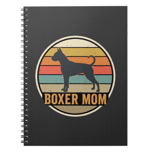 Boxer Moeder Retro Zonsondergang Hond Notitieboek (Voorkant)