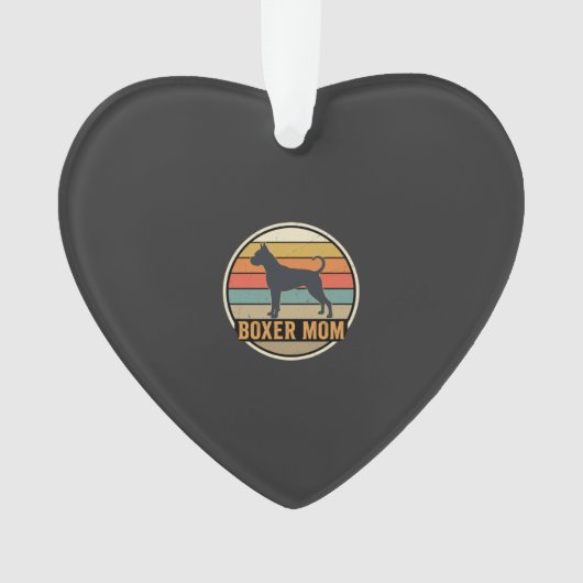 Boxer Moeder Retro Zonsondergang Hond Ornament (voorkant)