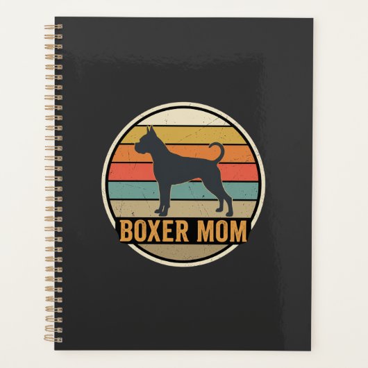 Boxer Moeder Retro Zonsondergang Hond Planner (Voorkant)