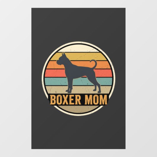Boxer Moeder Retro Zonsondergang Hond Raamsticker (Vel)