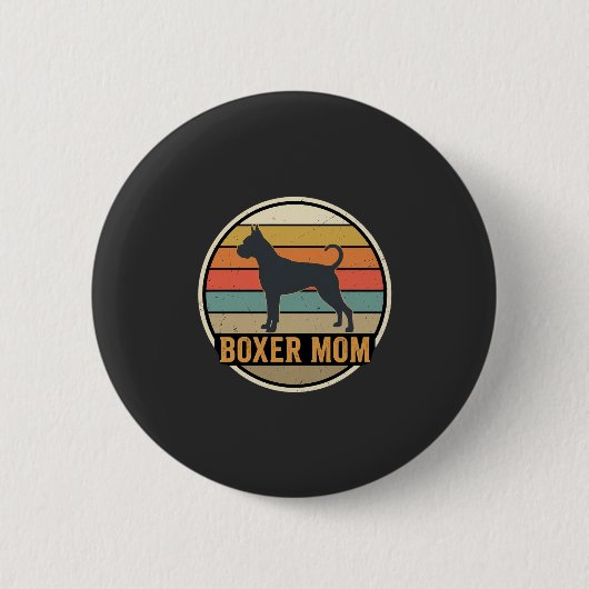 Boxer Moeder Retro Zonsondergang Hond Ronde Button 5,7 Cm (Voorkant)