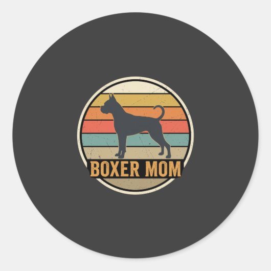 Boxer Moeder Retro Zonsondergang Hond Ronde Sticker (Voorkant)