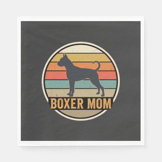 Boxer Moeder Retro Zonsondergang Hond Servet (Voorkant)