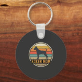 Boxer Moeder Retro Zonsondergang Hond Sleutelhanger (Voorkant)