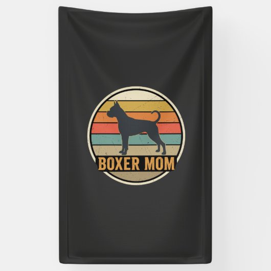 Boxer Moeder Retro Zonsondergang Hond Spandoek (Verticaal)