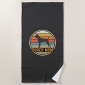 Boxer Moeder Retro Zonsondergang Hond Strandlaken (Voorkant)