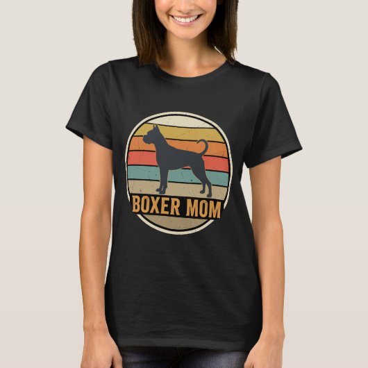 Boxer Moeder Retro Zonsondergang Hond T-shirt (Voorkant)
